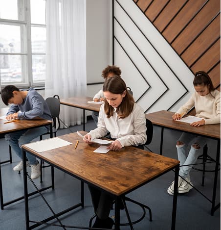 Students taking IELTS exam